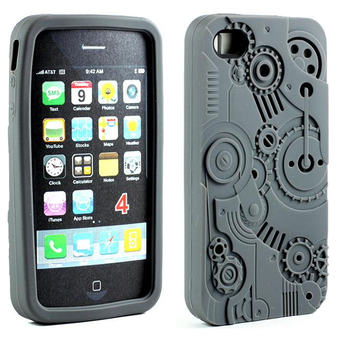 iPhone 4 4S 3D CLOCK Work Case (Gray)